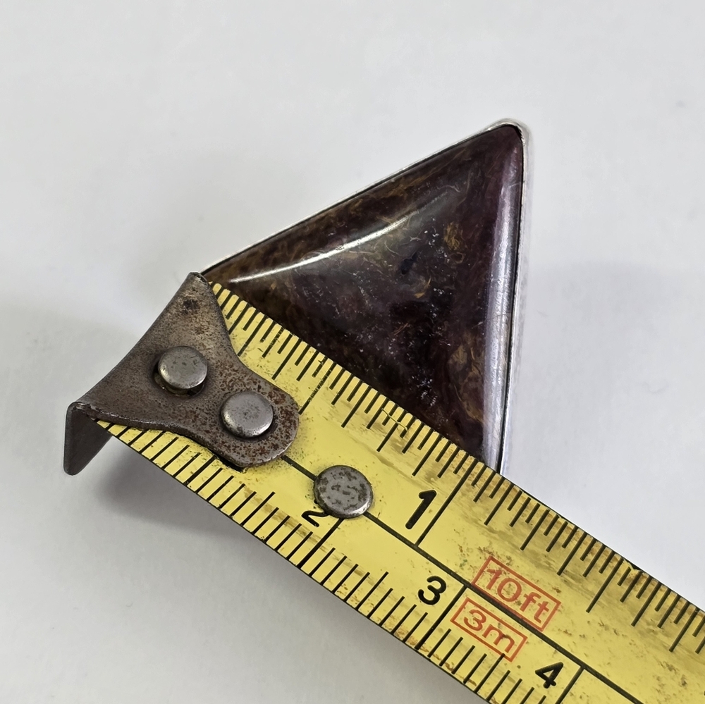 Sterling Silver 925 Triangular Stone Pendant With… - image 2